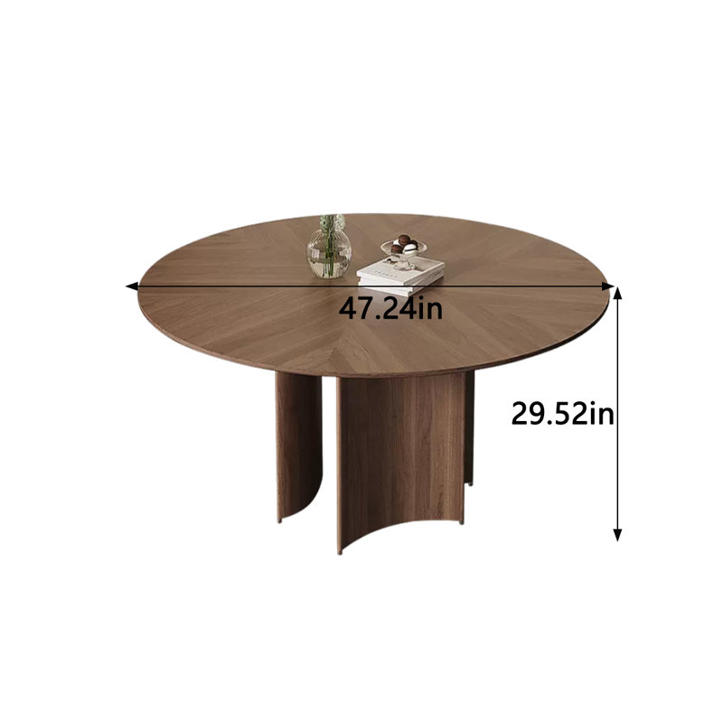 Galkhai Walnut Round Solid Wood Dining Table, 47.24" W x 47.24" L