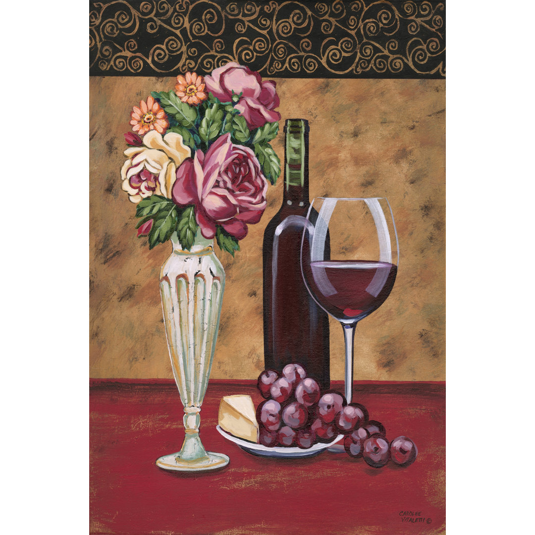 Leinwandbild Vintage Flowers & Wine I