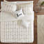 Lit double / grand et literie métallique dorée - imprimé géométrique, super doux, 2 taies décoratives, coussins décoratifs, édredon à basse température, style contemporain, base, traitement doux, lavage en machine-129906202-129906204