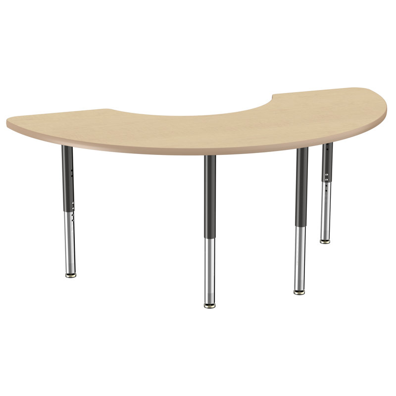 Table d'activité demi-lune 36 "x 72" avec pieds réglables, Érable / érable / noir, Super