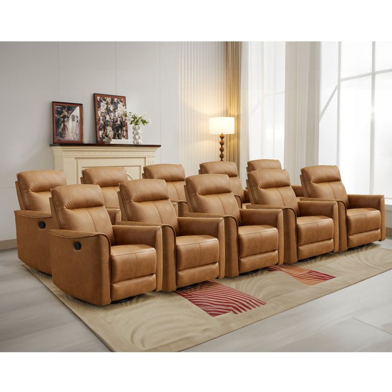31.5" Wide Modern Ultra Comfortable Swivel And Rocker Manual Reclining Home Theater Seating