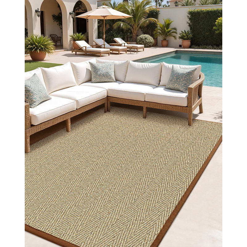 Handwoven Water Grass Rug With Non-Woven Backing,Indoor/Outdoor Natural Fiber Area Rug Easy Clean Natural Casual Decor For Patio, Deck, Living Room, Dining Room