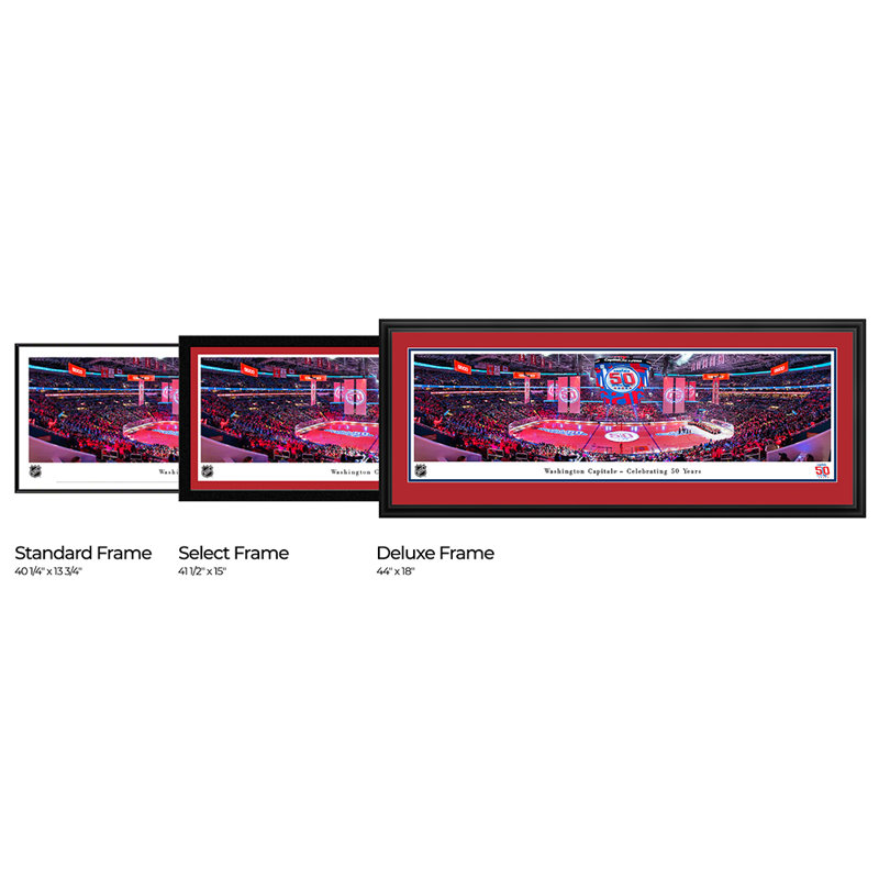 «Washington Capitals», affiches et impressions encadrées, Cadre noir, Bleu/rouge, H 18 po x l 44 po x P 0,875 po