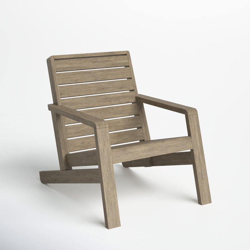 Gray Acacia Wood Outdoor Lounge Chair with Arms