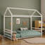 Structure de lit en métal de style Montessori, lit en forme de maison avec garde-corps pour enfants et tout-petits, assemblage facile, sans lattes-845369297