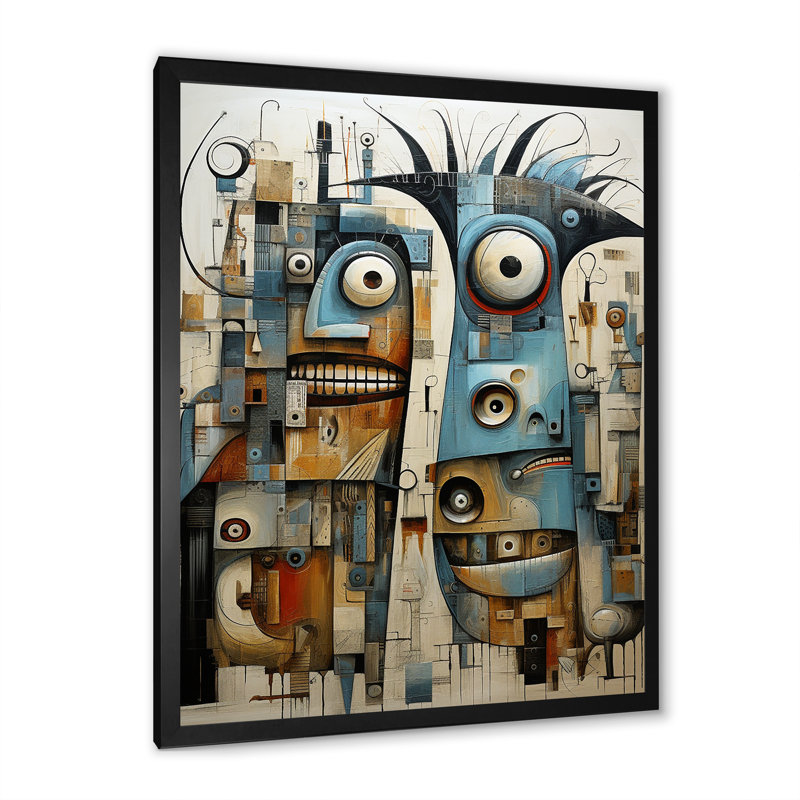 " Minimalist Monster Creatures I ", Black Single Picture Framed, 44" H x 34" W x 1.5" D