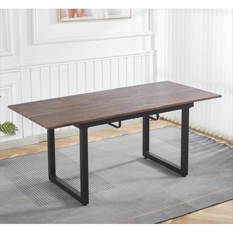 Table de salle à manger extensible, Noir, Noyer, H 29,52 po x l 55,08 po x P 31,52 po