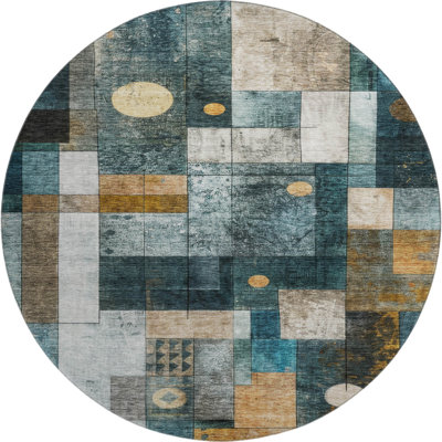 Premium Machine Washable Mayfield AMF1123 Geometric Rug