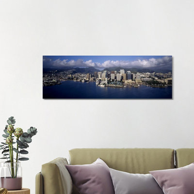 Buildings At The Waterfront, Honolulu, Hawaii, USA - Wrapped Canvas Panoramic Print