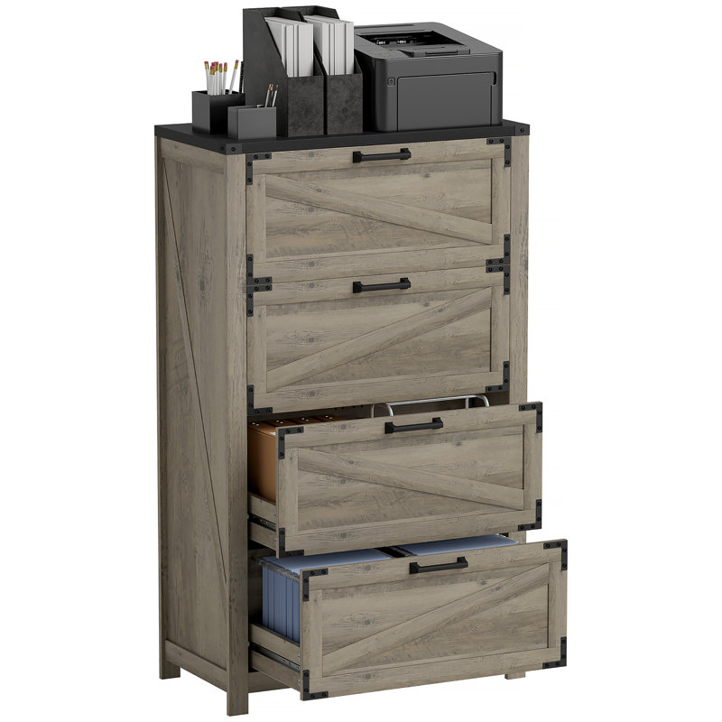 Classeur latéral 4 tiroirs pour bureau personnel, Gris