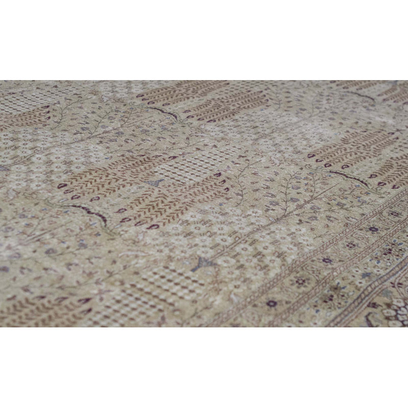 Tapis beige et gris noué à la main de haute qualité