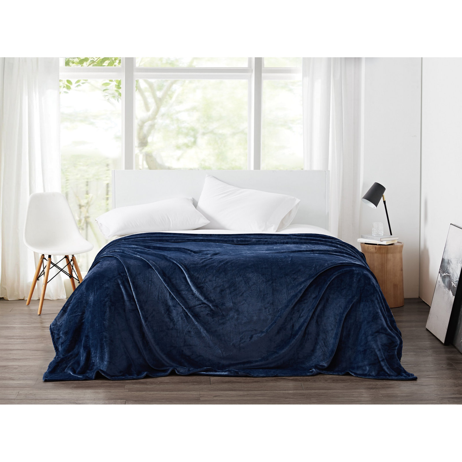 Balee Knitted Throw Blanket, 90" W x 90" L, Dark Blue