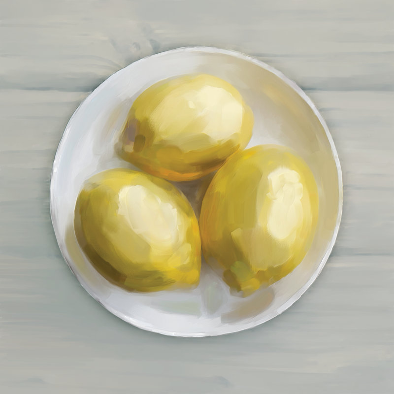 Lemon Bowl - Wrapped Canvas Painting, 30cm H x 30cm W