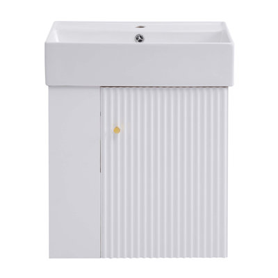 Meuble-lavabo flottant moderne 21,6 po avec lavabo en céramique