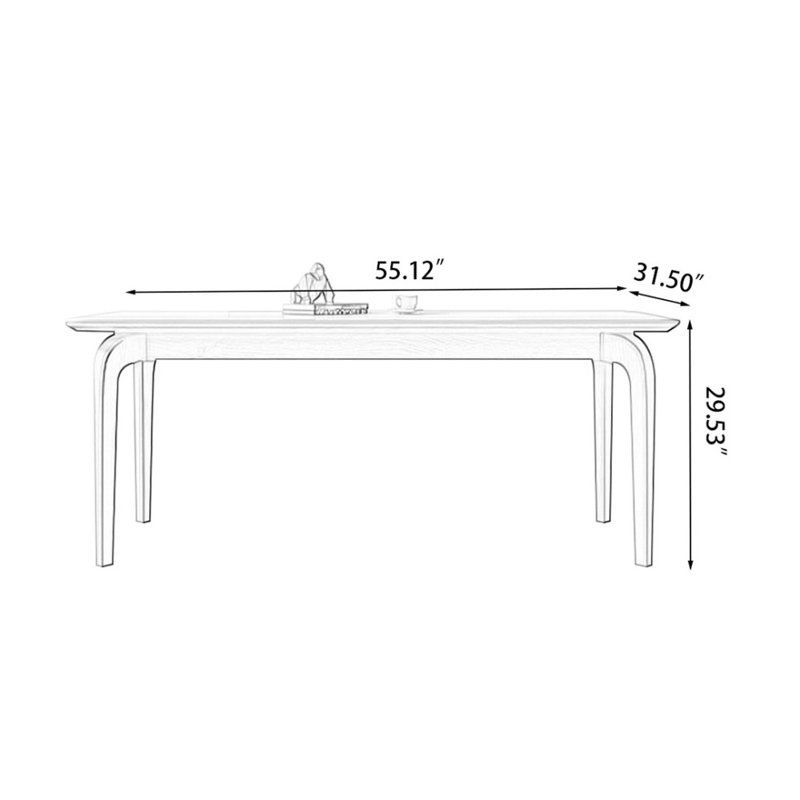 Picture color Rectangular Sintered Stone tabletop Dining Table, 29.53"H x 55.12"L x 31.5"W