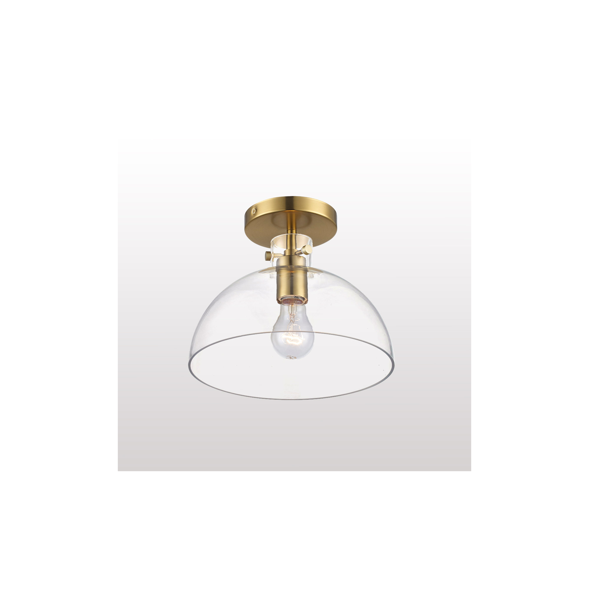 Martins Single Light Glass Semi Flush Mount, Antique Gold