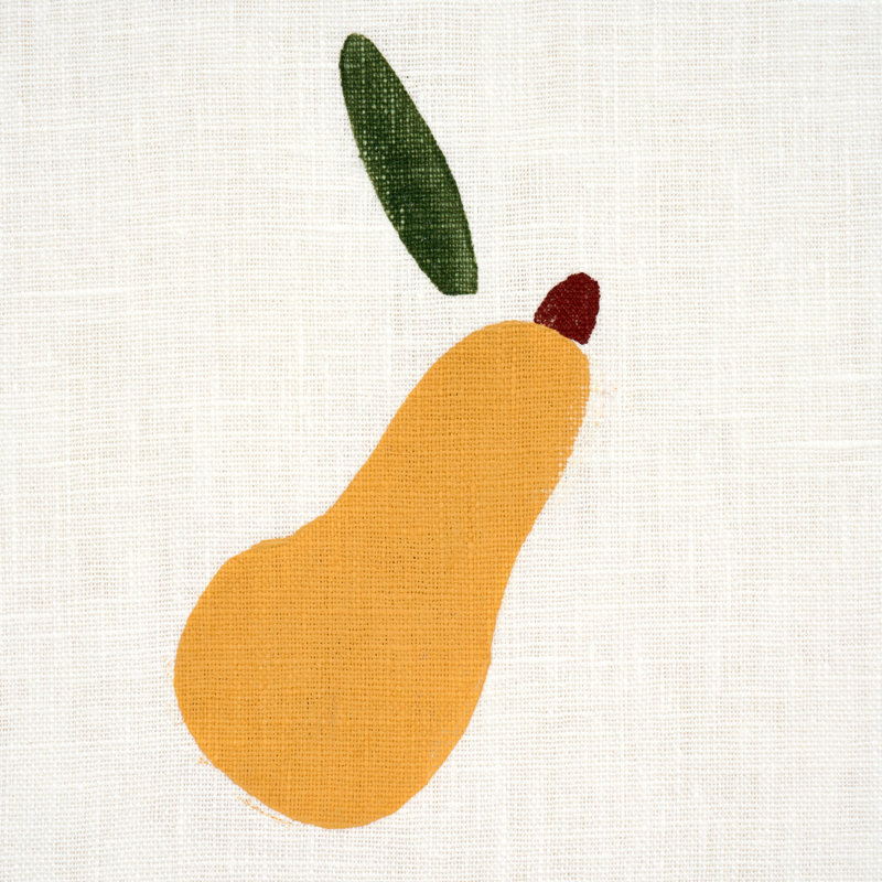 Tissu imprimé Schumacher X Caroline Z Hurley, Vert / ocre / blanc