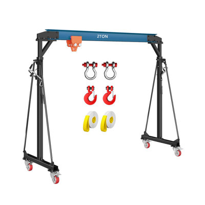 Heavy-Duty 2-Ton Gantry Crane with Trolley, Adjustable 8-12 FT Height