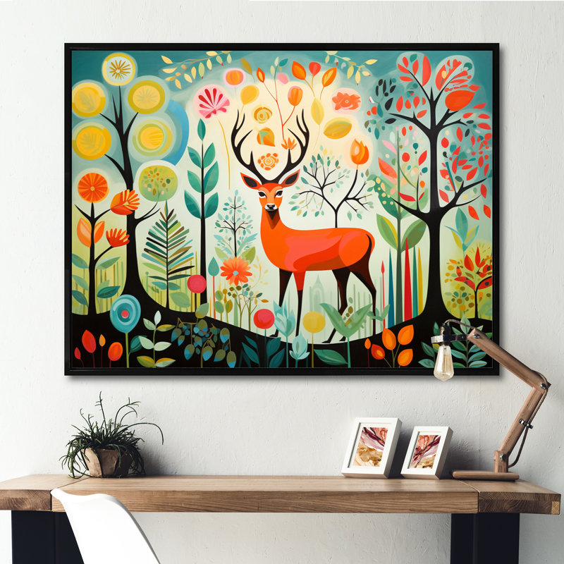 «Green Mid Century Mod Nature I - Abstract Midcentury», art mural, Cadre flottant noir, H 12 po x l 20 po x P 1 po