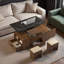 Table basse relevable moderne avec 2 tabourets, rangement caché et tiroirs