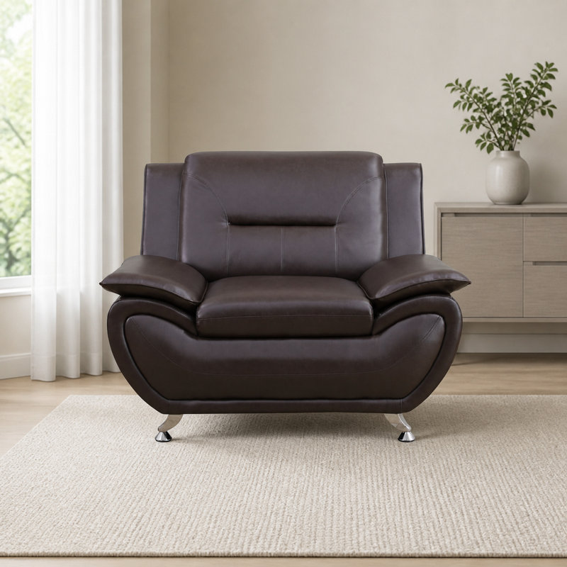 Chaise de salon en cuir brun respirant