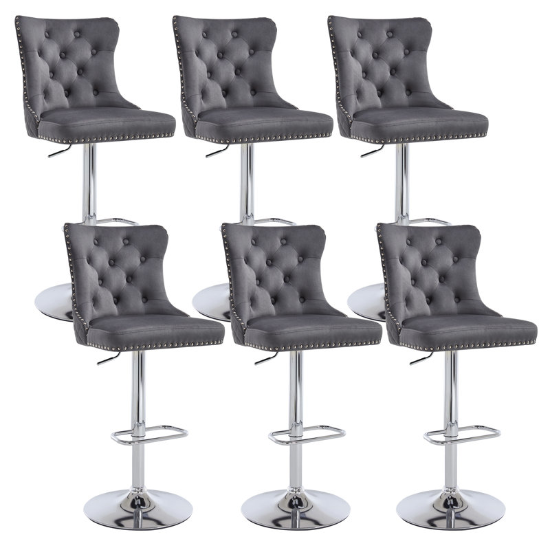 Tabouret de comptoir pivotant à hauteur réglable avec structure en métal, Argent argent, Gris foncé