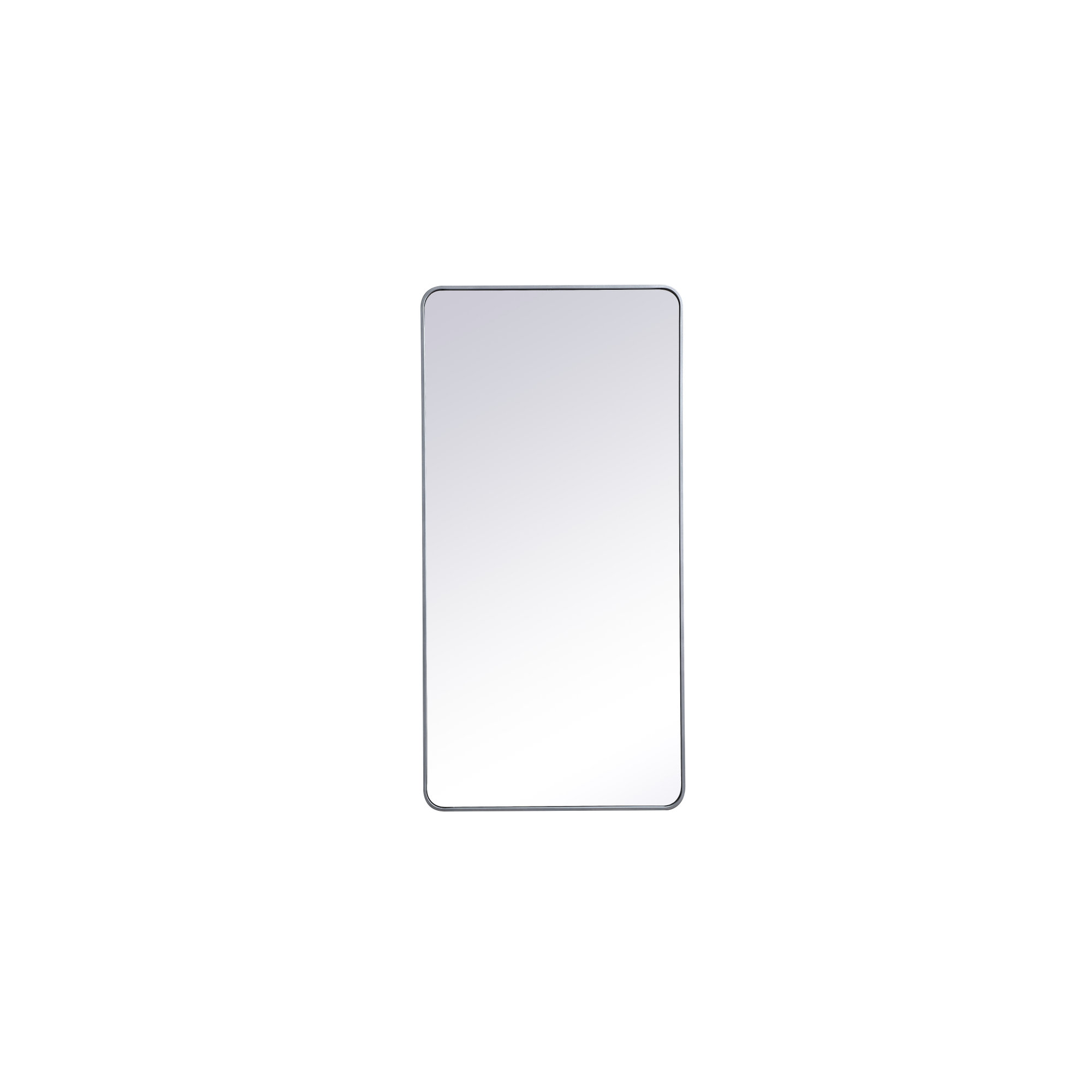 Sabine Metal Rounded Rectangle Wall Mirror, Silver, 60" x 30"