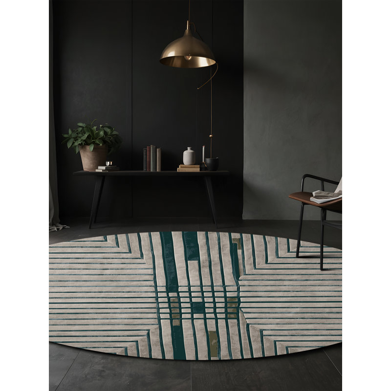 Machine Washable Gray Area Rug GSIX03661, Round 5'