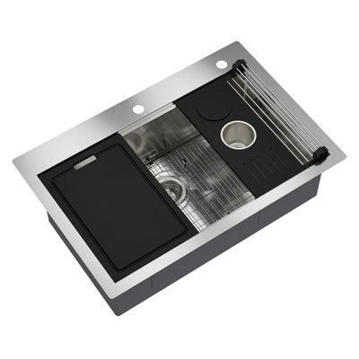 CASAINC 33"L Single Bowl Stainless Steel Drop-in Kitchen Sink