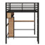Lit mezzanine avec bureau en L et tablettes