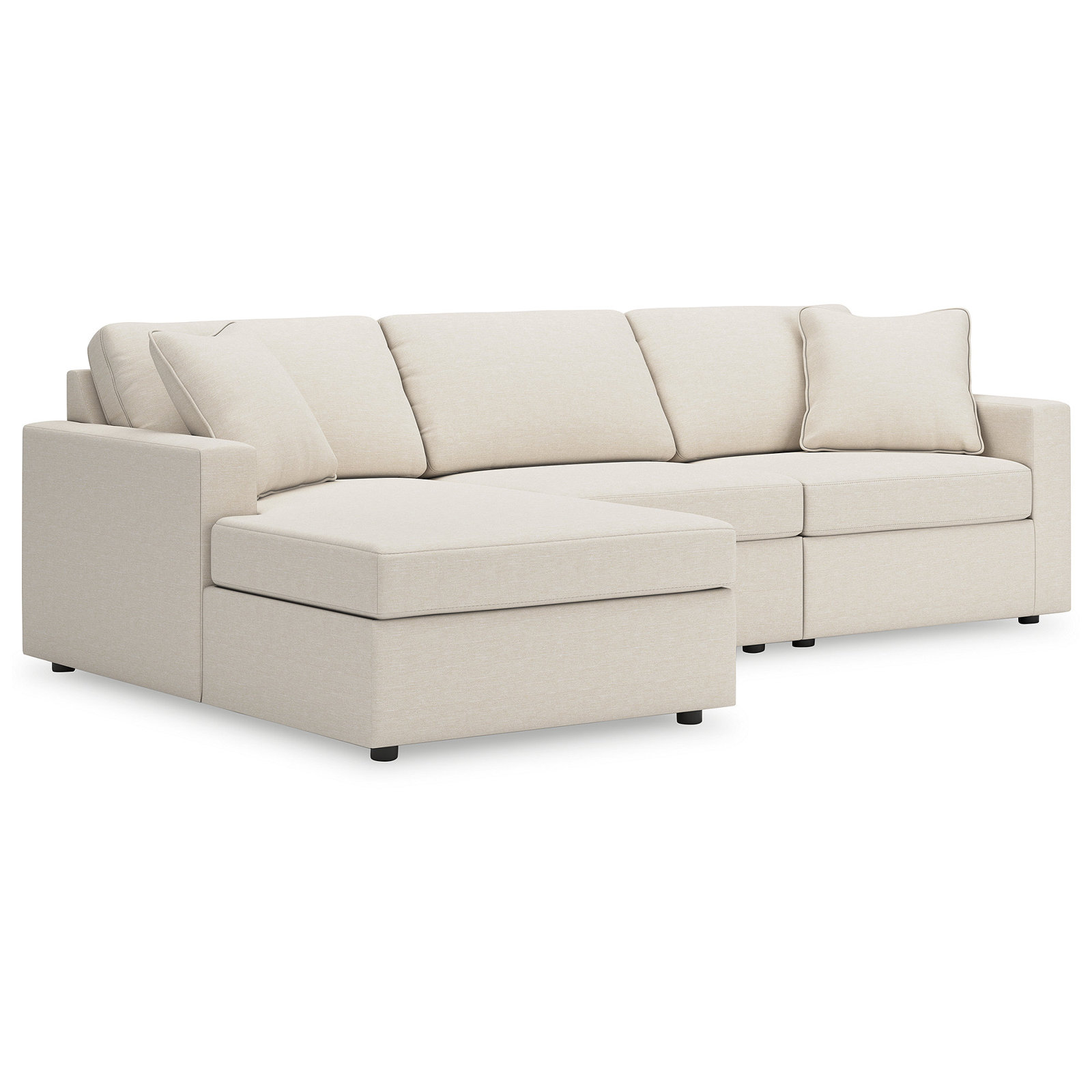Bulwell Sectional With Chaise, Beige Polyester, Left Hand Facing, 36" H x 109" W x 68"D