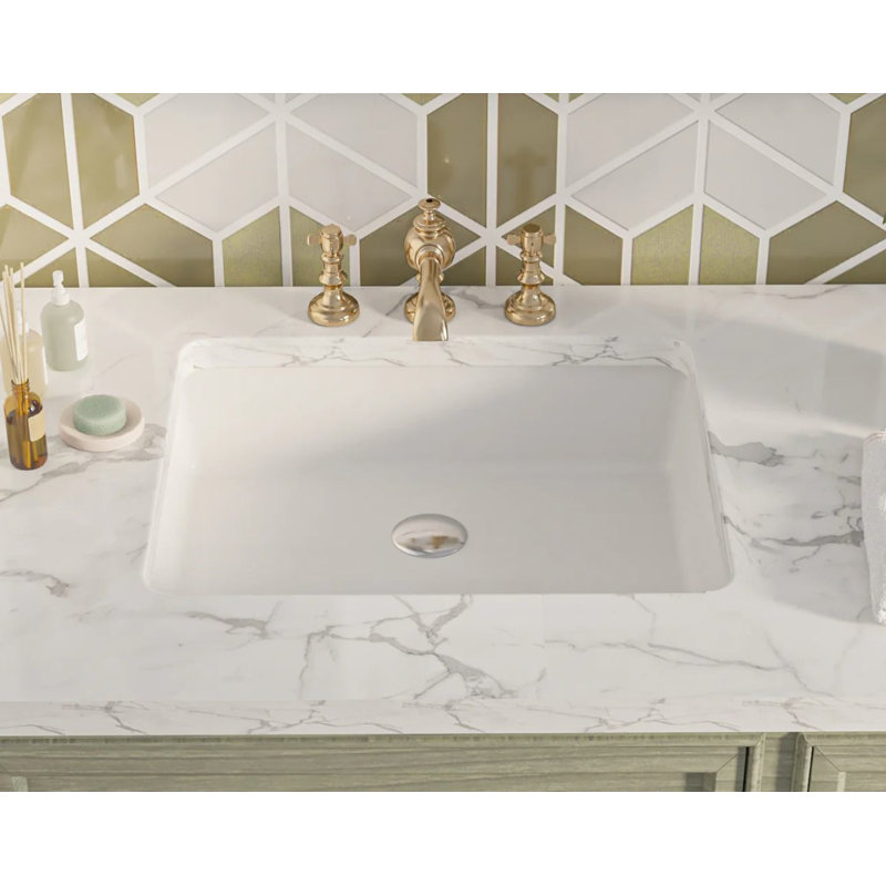 Kingsman Hardware 22" Ceramic Rectangular Undermount Bathroom Sink with Overflow