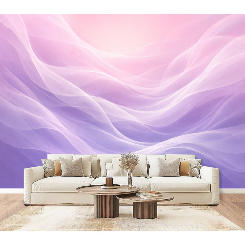 Papier peint adhésif autocollant rose pâle et mauve à motif abstrait H 69 po x l 96 po pour chambre à coucher, 96" L x 69" W