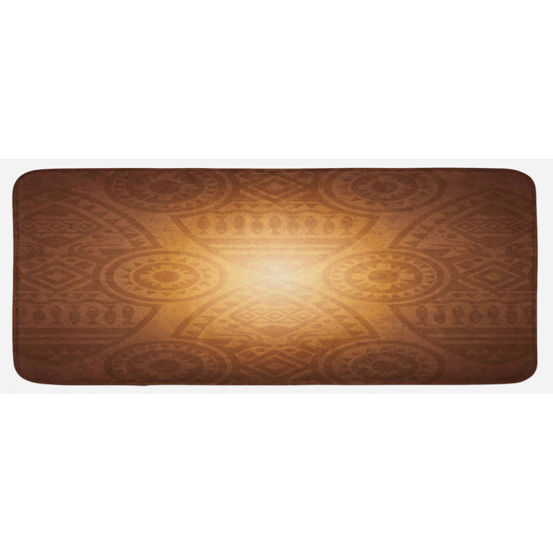 Tapis de cuisine brun brun clair brun brun clair "art pattern with floral and geometric elements"