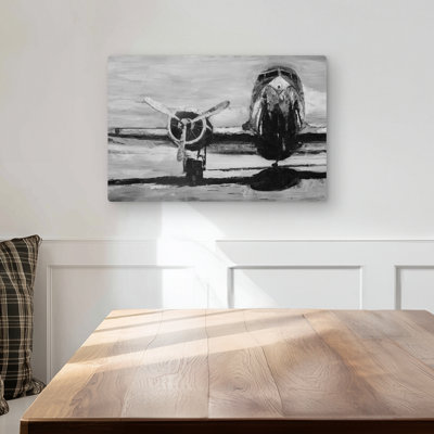 Grayscale Plane - Aviation Metal Print for Home Decor