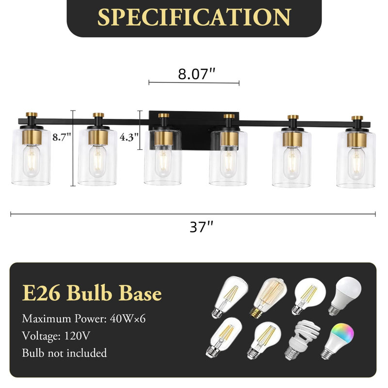 Éclairage pour meuble-lavabo 6 lumières 6 lumières