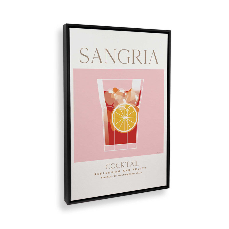 «Sangria Cocktail», reproduction sur toile dans un cadre argenté, H 18,75 po x l 12,75 po x P 1,75 po