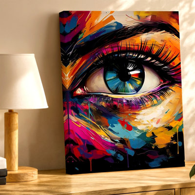 Colorful Abstract Eye Graffiti Portrait, Canvas Wall Art Print, Living Room Bedroom Office Decor, Gallery Wall Accent, Stylish Decorative Artwork, For Sofa Bed Entryway Hallway