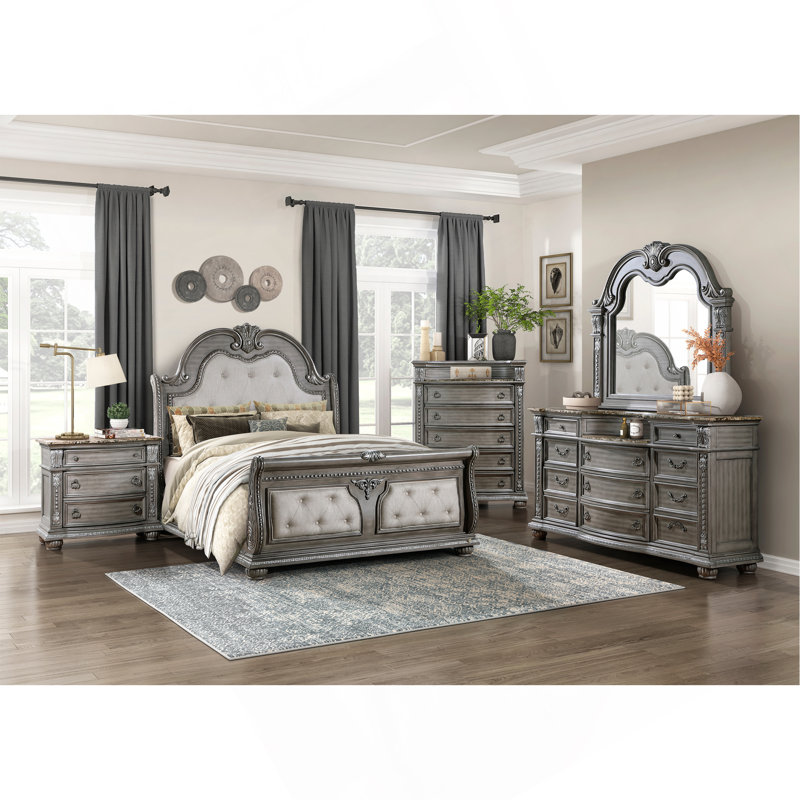 Commode de chambre à coucher en bois d'ingénierie gris traditionnel