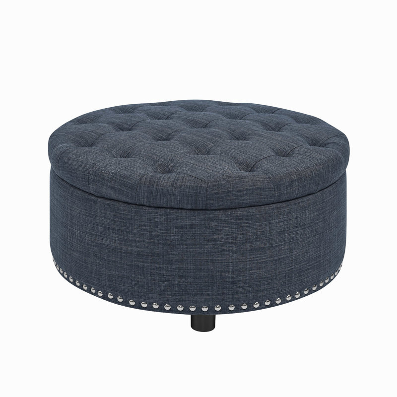 Tufted Storage Ottoman, Dark Blue