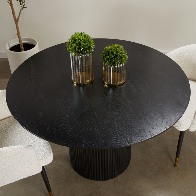 Virdiana Round Dining Table, Black