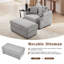 Canapé-lit simple de style moderne avec espace de rangement, repose-pieds mobile, deux ports USB, deux porte-gobelets, un porte-téléphone pour le salon-642207287