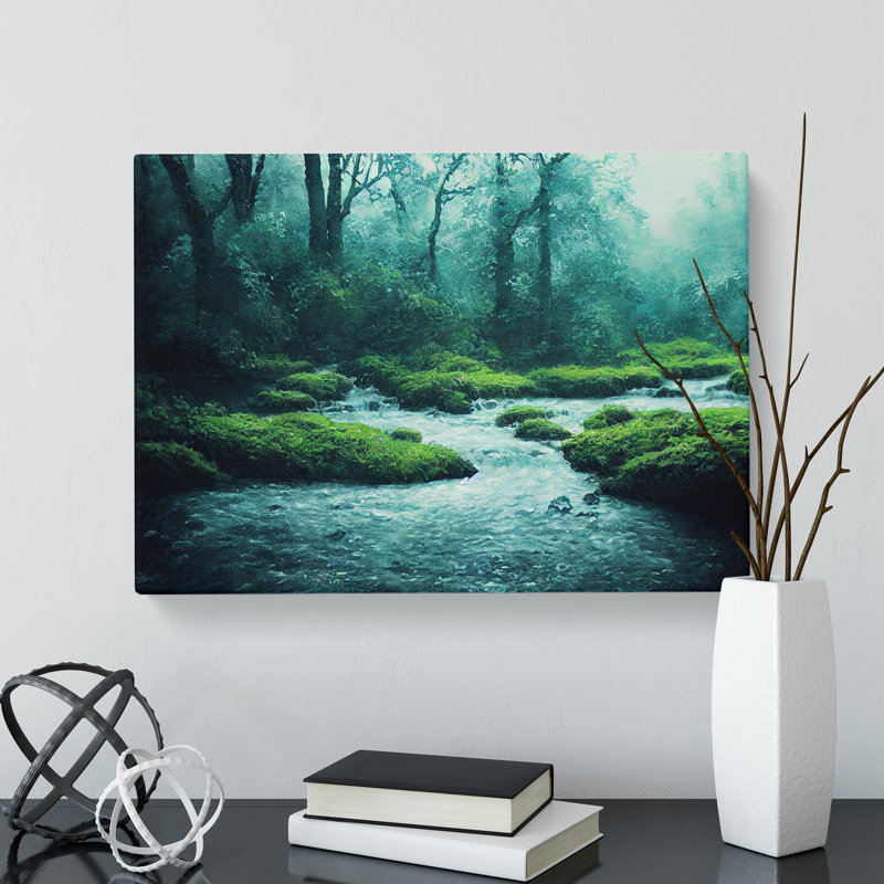 Breathtaking Forest Stream - Wrapped Canvas, 50cm H x 76cm W x 3cm D