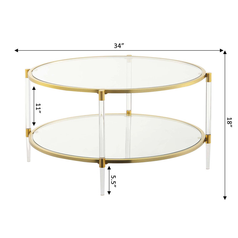 Luxurious Round Acrylic and Glass Tiered Coffee Table