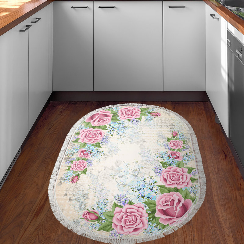Luxurious Area Rug, 4 ft x 6 ft, 100% Polyamide, 850 g/m², 0.08 in Pile Height | Non-Slip Underside, Machine Washable at 30°C | Easy Clean Fabric, Elegant Powder Colors | Perfect for Living Room & Bedroom Decor