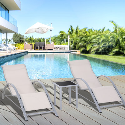 Gulfasa 169cm Long Reclining Chaise Lounge Set