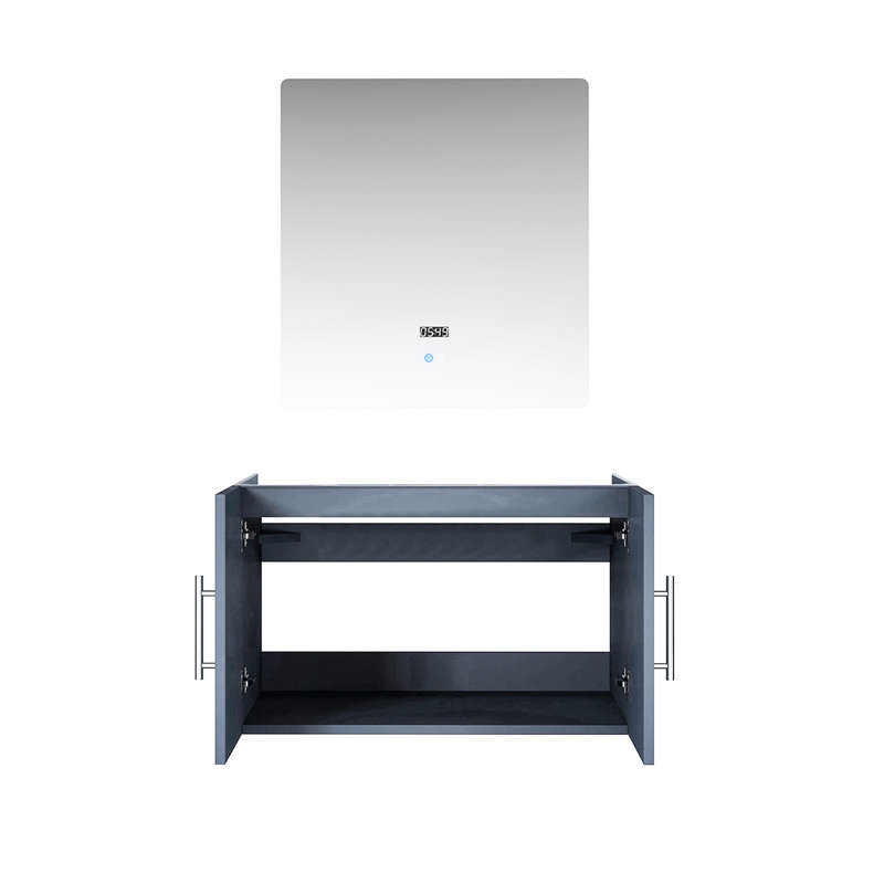 Meuble-lavabo gris foncé 30 po X P 22 po avec miroir à DEL - Espace de rangement généreux entièrement assemblé