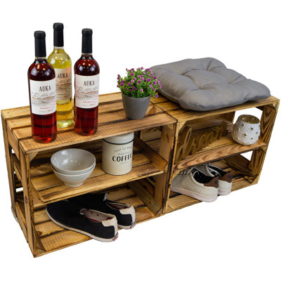 4 Pair Stackable Solid Wood Shoe Rack