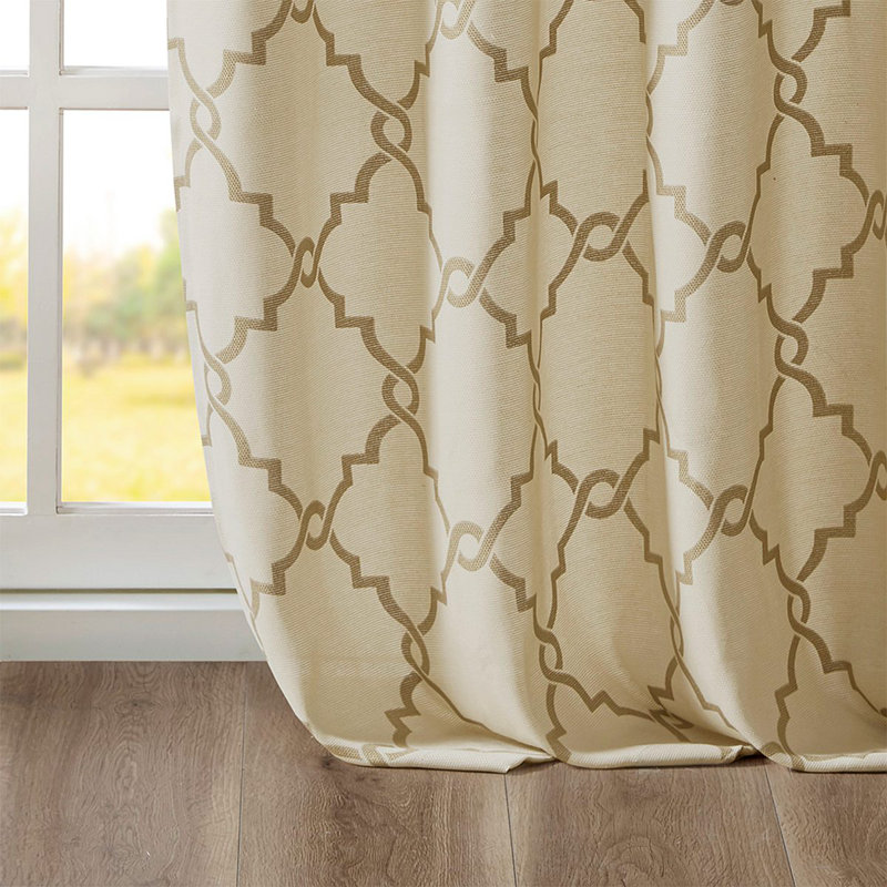Panneau de rideau à œillets Frwork, L 50,03 po x L 63,03 po, Beige/or