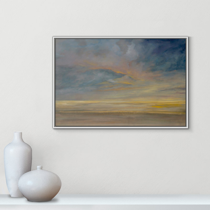 Saffi Dawning Unrest - Peinture sur toile à cadre flottant, H 25,5 po x l 37,5 po, Blanc